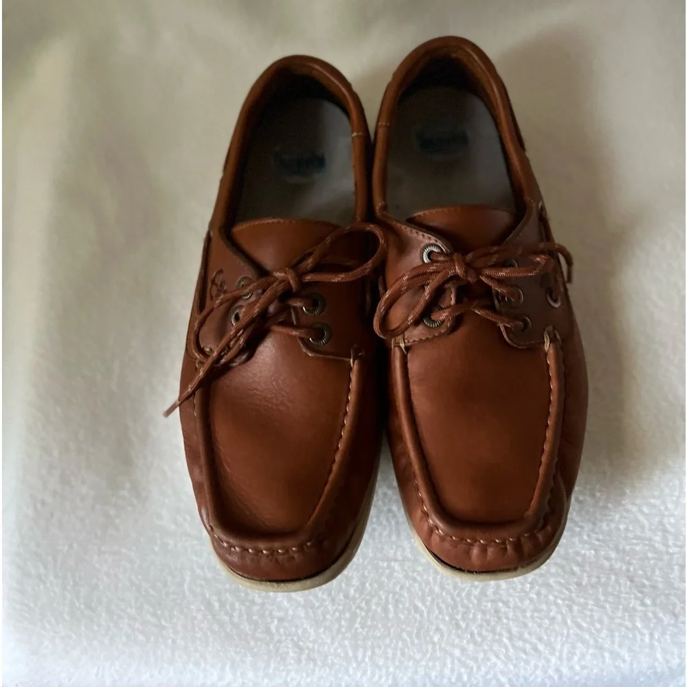 SAS Size 9 Men’s Leather Brown Boat Lace Up Shoes